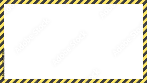 黄色と黒の斜線の枠が付いたフレーム - 防災や警告･危険の注意喚起の背景透過バナー素材 - 16:9