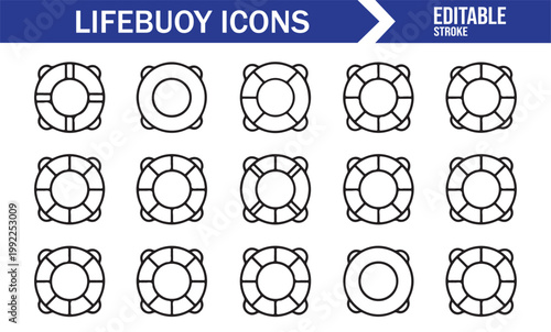 Life preserver ring symbol pack with modern outline elements