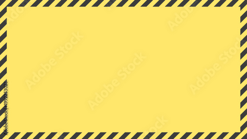 黄色の背景に黒の斜線の枠が付いたフレーム - 防災や警告･危険の注意喚起のバナー素材 - 16:9