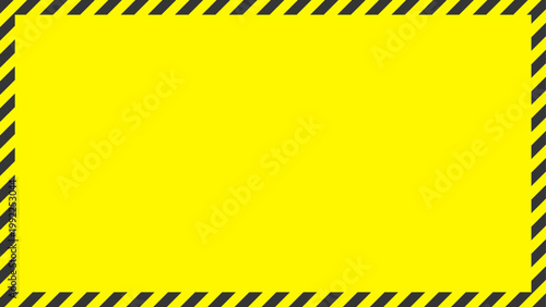 黄色の背景に黒の斜線の枠が付いたフレーム - 防災や警告･危険の注意喚起のバナー素材 - 16:9
