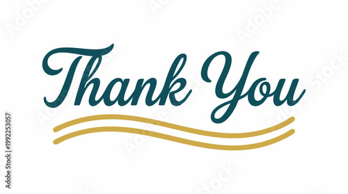 Bild auf Leinwand Elegant 'Thank You' message with golden lines on a white background