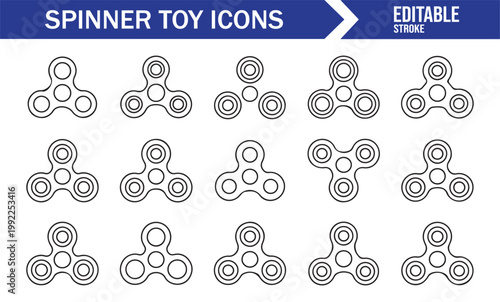 Clean line spinner toy icon set for apps and digital design projects