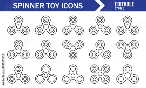 Minimalistic fidget spinner outline symbols collection for graphic use