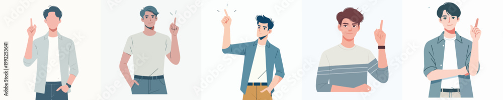 Fototapeta premium vector of young man pointing up