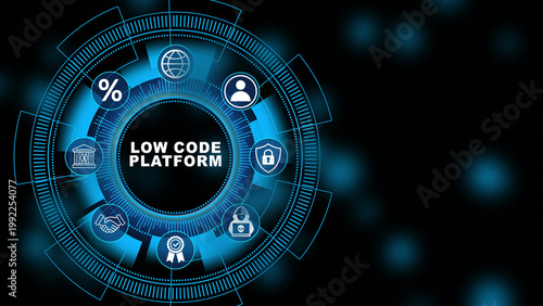 Quadro em tela Low code platform interface with digital application development automation and
