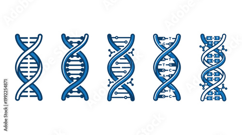 DNA double helix structures representing genetic code and scientific research, illustrating molecular biology and human genome concepts.