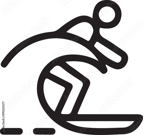Surfing pictogram line icon, flat vector illustration