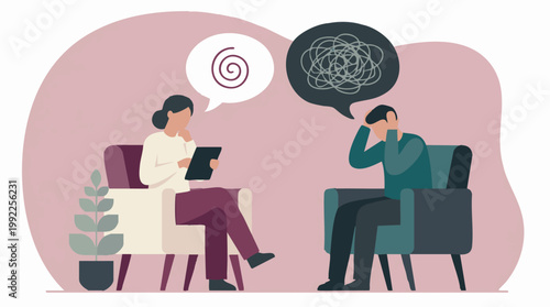 Therapy session for mental health support, anxiety, and psychological problems