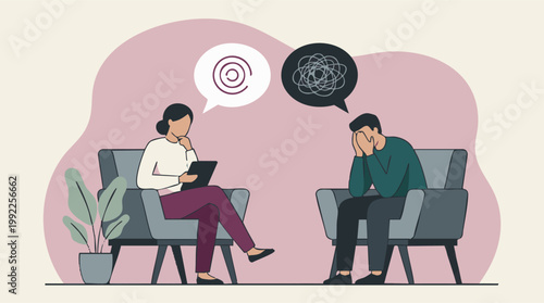 Mental health therapy session showing emotional confusion and clarity