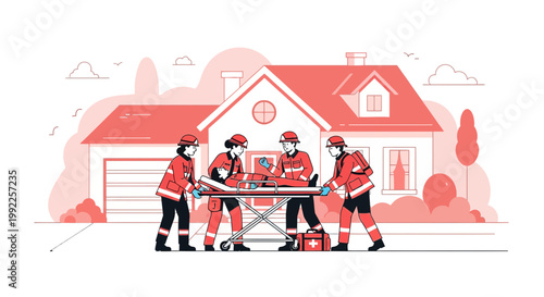 Paramedics Transporting Patient from House to Ambulance