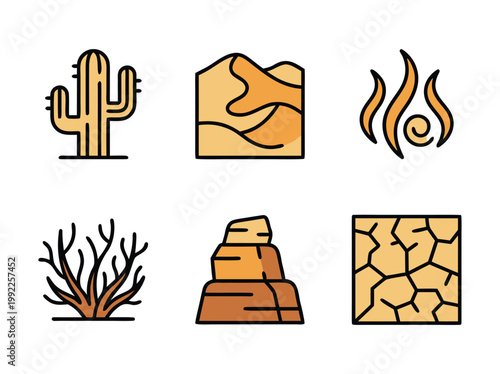Desert Icons Set.
