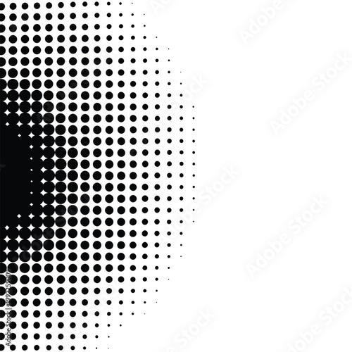 Abstract Monochrome Radial Halftone Dot Pattern with Dotted Circle Gradient Effect