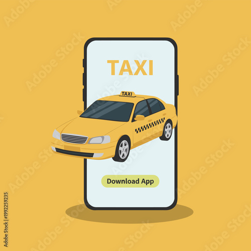 Yellow Taxi Order Mobile App Screen on Smartphone download app