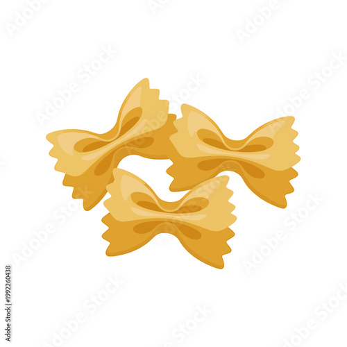 Delicious bowl of freshly cooked butter yellow bow tie pasta isolated