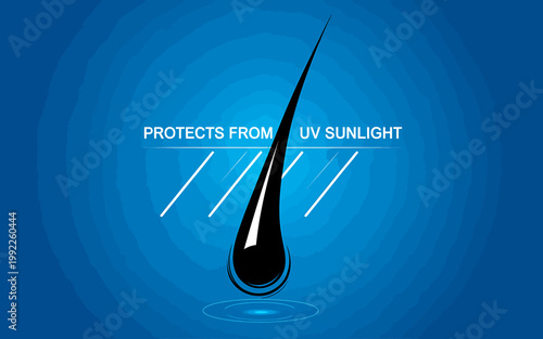 Modern graphic design showing sunscreen drop protecting from ultraviolet sunlight rays
