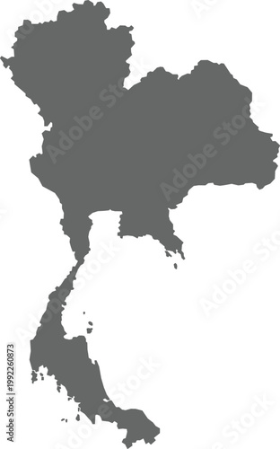 Thailand Map Silhouette Vector in Gray Tone