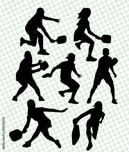 Pickleball players silhouettes