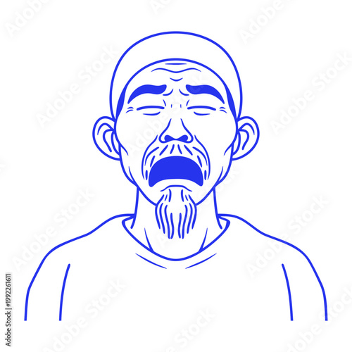 Heartbroken Asian Man Doodle Illustration