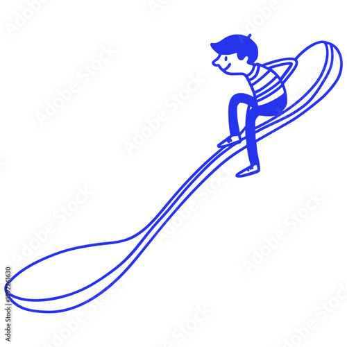 Spoon Slide Man Doodle Illustration