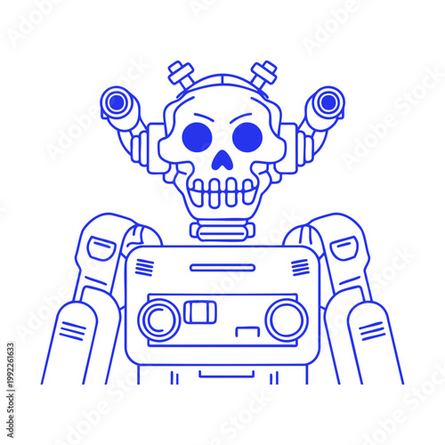 Robot Skeleton Doodle Illustration