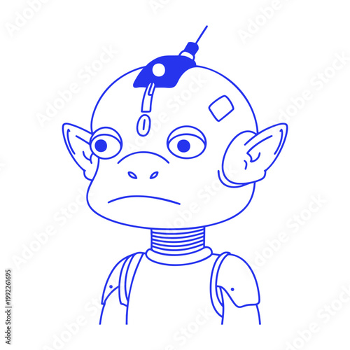 Troll Robot Kid Doodle Illustration