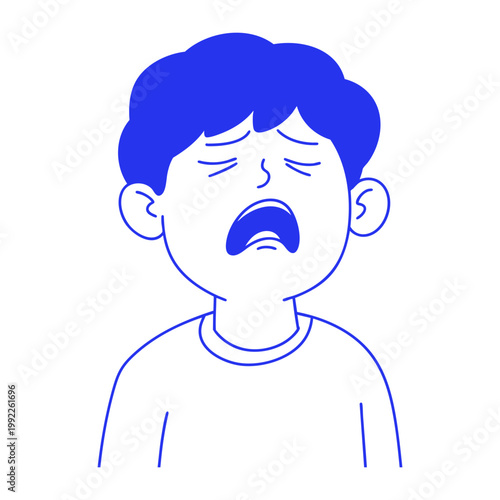 Upset Boy Character Doodle Illustration