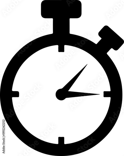 Stopwatch, timer icon, black vector, clock symbol, time measurement