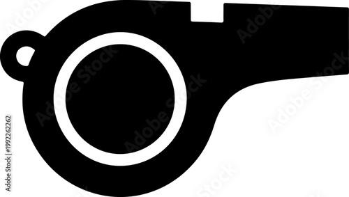 Black whistle icon, vector whistle symbol, sound signal illustration, simple design element