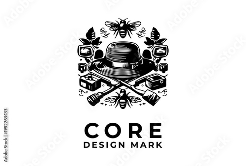 Beekeeper Equipment Icon Presented As Black Vintage Logo Sketch Engraving Vector Illustration For Apiary And Agriculture Design
