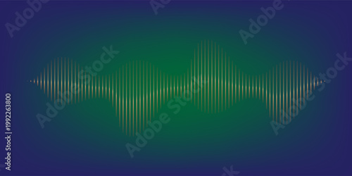 Sound wave. Blue music audio voice line with glowing vertical bars on dark. Music waveform in neon gradient style for audio visualizer, equalizer, DJ interface. Abstract vector illustration.