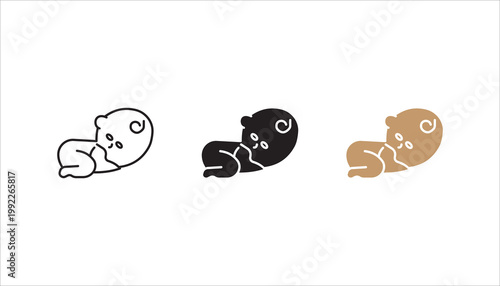 Baby Kid Child Happy and sleep Minimalistic Line Stroke Icon set,  Pictogram Symbol, vector illustration on white background