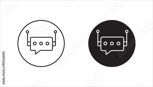 Chat Bot icon. Virtual assistant Bot icon set,  Robot head with speech bubble. Customer support service Chat Bot. Vector illustration on white background. EPS 10
