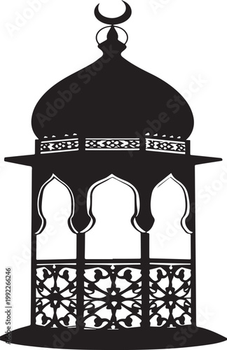 An antique gold wrought iron cage and fence design featuring an open vintage birdcage vector illustration as a 3d symbol of freedom and metal architecture for a home.