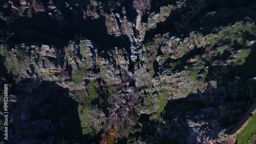Aerial view from a drone of the landscape at Montalban Castle in San Martin de Montalban, Toledo Province, Castile-La Mancha, Spain, Europe