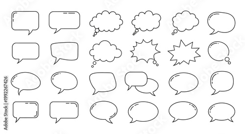 Collection of various speech bubbles.