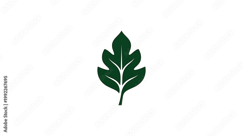 Fototapeta premium A simple green leaf icon on a white background