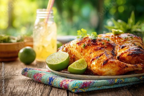 Cuban Mojo Chicken on Wooden Counter
