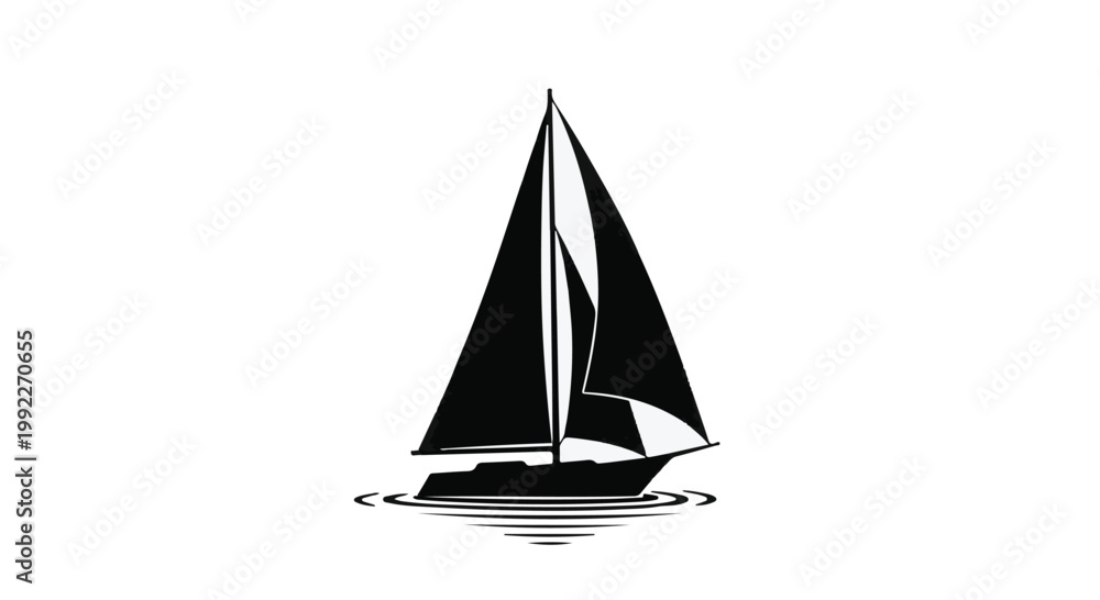 Fototapeta premium Sailboat navigating calm waters symbolizes travel and peaceful maritime journeys.