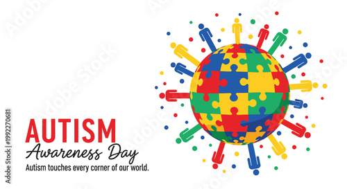 Autism Awareness Day, puzzle piece globe, colorful autism symbol, World Autism Day