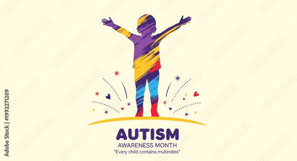 Obraz premium Autism awareness symbol, colorful autism logo, vector illustration, autism acceptance icon
