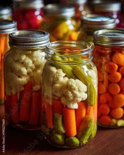 Pickled Vegetables In Glass Jars