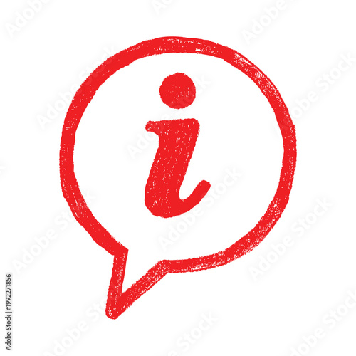 Hand Drawn Red Information Icon in Speech Bubble Sketchy Doodle Vector
