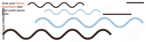 Graphic design, patterns, minimal layouts, decoration, digital art, abstract . Wavy and straight lines in black and blue colors. Graphic design and patterns concept