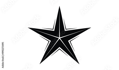 Bold Black Star Graphic With Symmetrical Points, Isolated On White Background, Perfect For Logos And Designs
