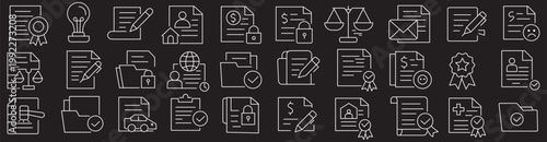 Legal Law Document and Justice Court Vector Icon Set