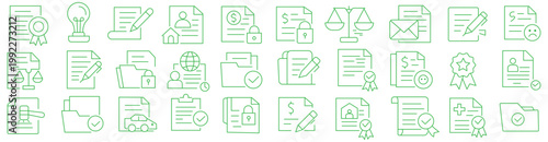 Legal Law Document and Justice Court Vector Icon Set