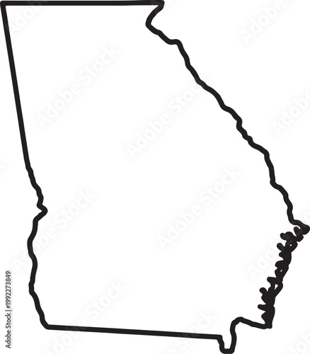 Black and white outline map of the state of georgia also transparent background, border