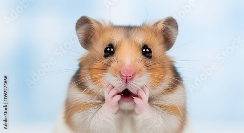 Close-up Portrait of a Surprised Hamster with an Adorable Shocked Expression