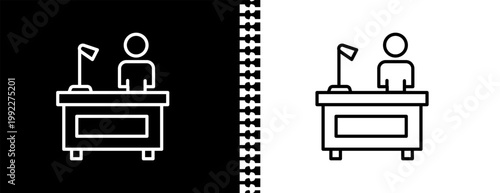 director desk UI outline icon in black and white mode - business collection. 