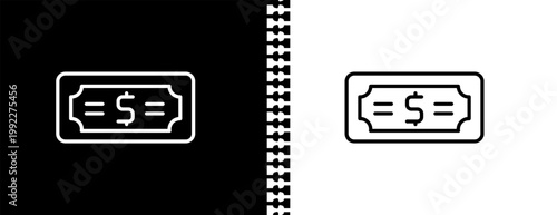 dollar bills UI outline icon in black and white mode - business collection. 